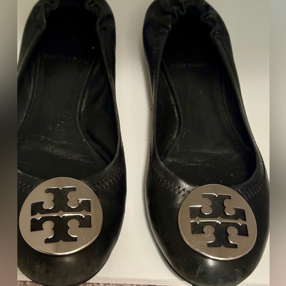 Tory Burch Black Leather Reva Ballet Flat